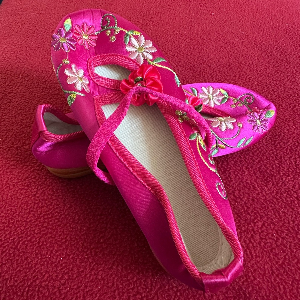 Floral Embroidered Pink Ballet Flats